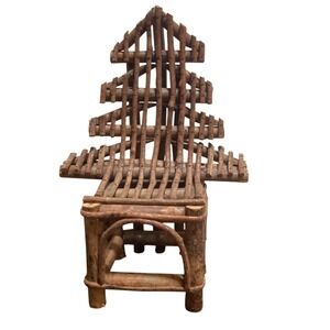 Vintage Rustic Miniature Twig Chair Adirondack Style Folk Art Wood Decor 12in